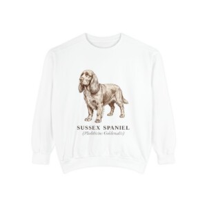 Sussex Spaniel Latin Sweatshirt, White, front view