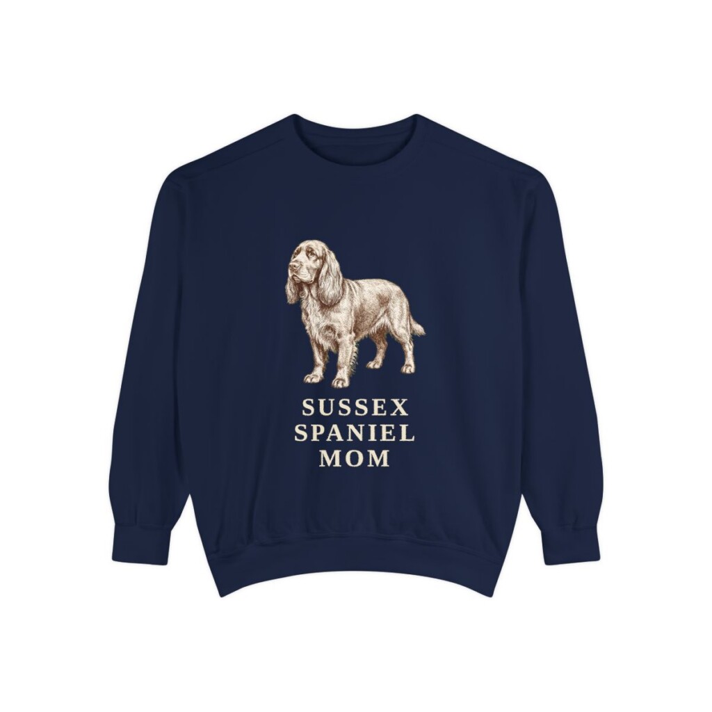 Sussex Spaniel Mom Sweatshirt, True Navy, front view