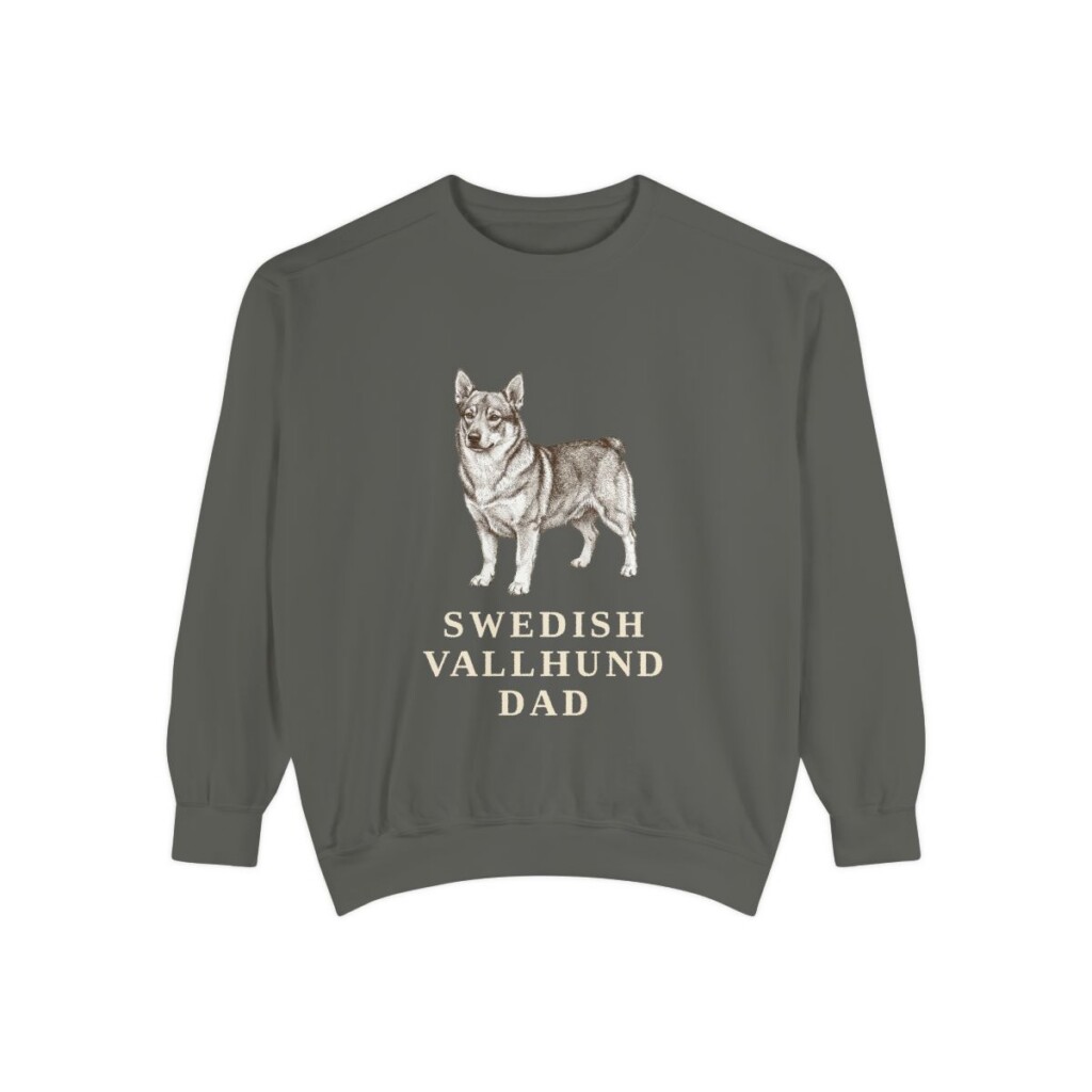 swedish-vallhund-sweatshirt-dad-pepper Swedish Vallhund Dad Sweatshirt, Pepper, front view