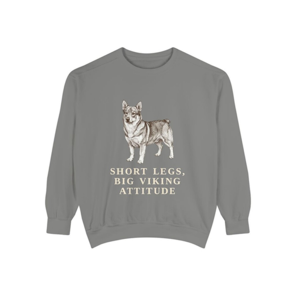 swedish-vallhund-sweatshirt-humor-grey Swedish Vallhund Humor Sweatshirt, Grey, front view
