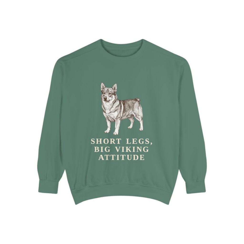 swedish-vallhund-sweatshirt-humor-light-green Swedish Vallhund Humor Sweatshirt, Light Green, front view