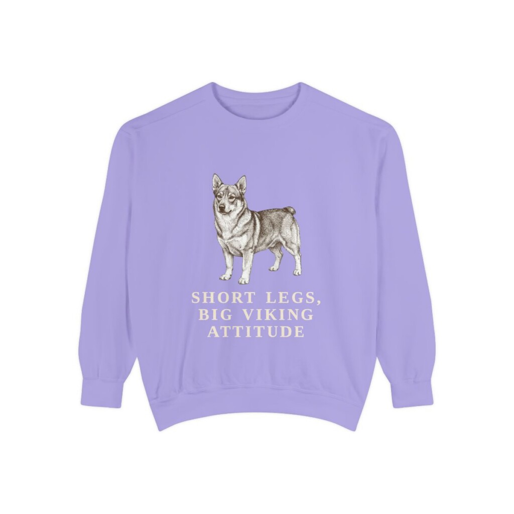 swedish-vallhund-sweatshirt-humor-violet Swedish Vallhund Humor Sweatshirt, Violet, front view
