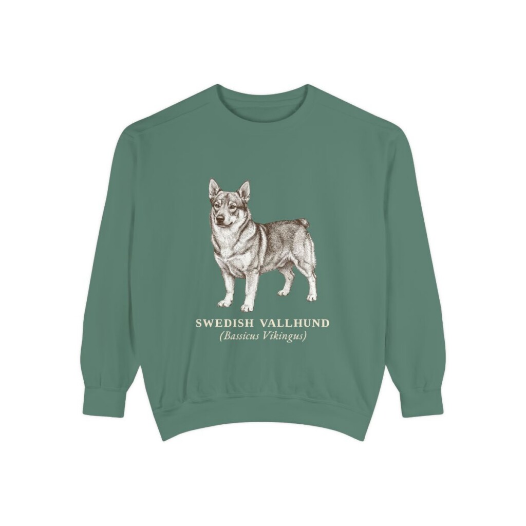 Swedish Vallhund Latin Sweatshirt, Light Green, front view