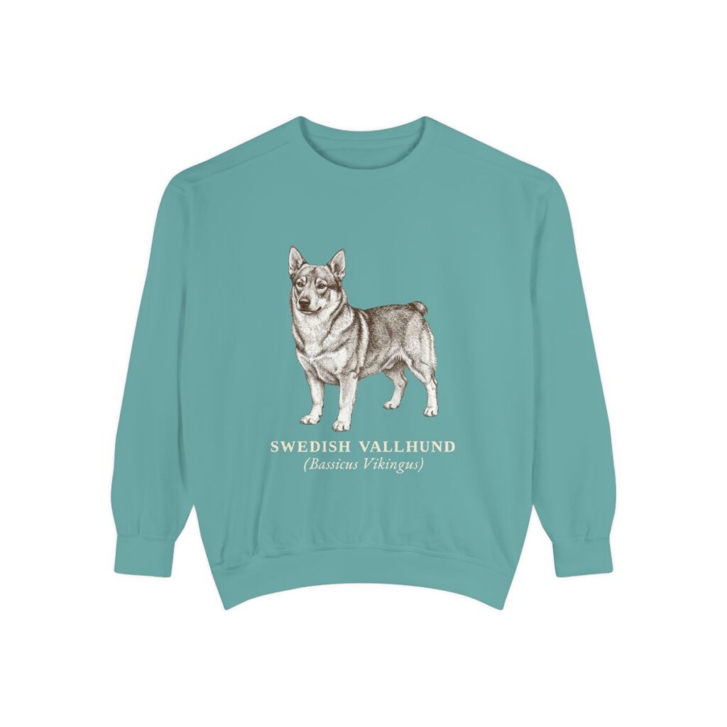 Swedish Vallhund Latin Sweatshirt, Seafoam, front view