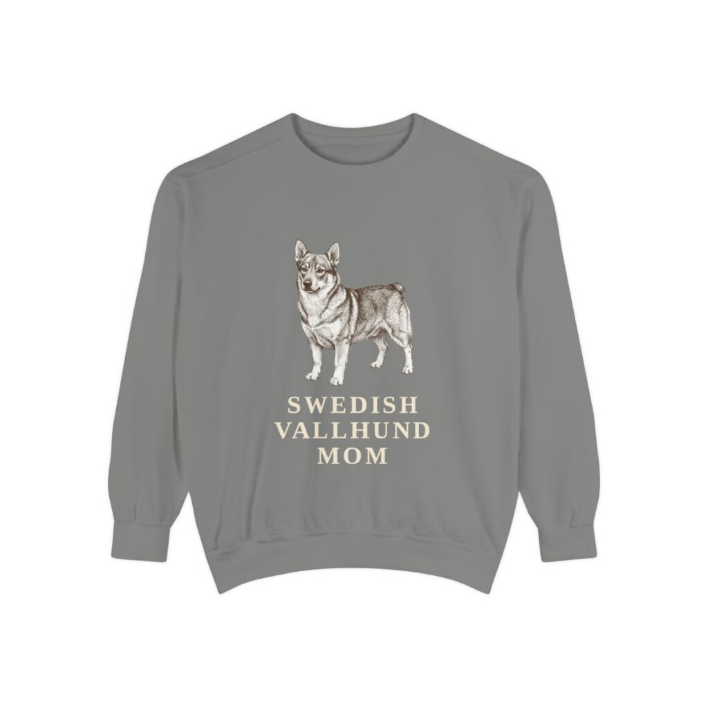 Swedish Vallhund Mom Sweatshirt, Grey, front view