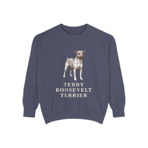 Teddy Roosevelt Terrier Sweatshirt, Denim, front view