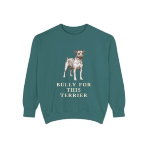 Teddy Roosevelt Terrier Humor Sweatshirt, Blue Spruce, front view