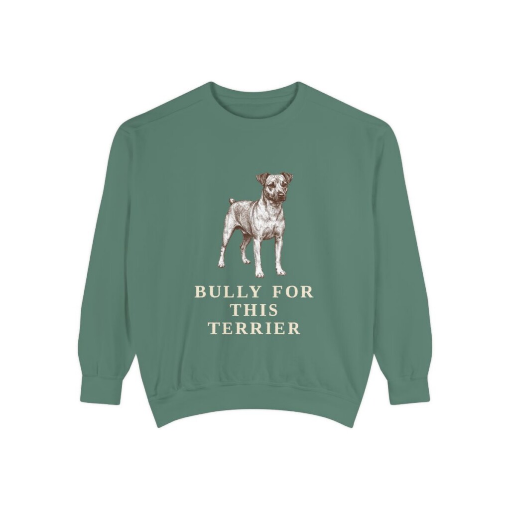 Teddy Roosevelt Terrier Humor Sweatshirt, Light Green, front view