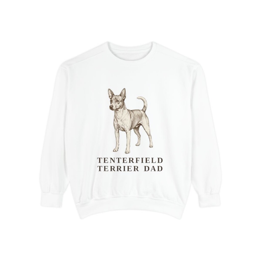 Tenterfield Terrier Dad Sweatshirt, White, front view