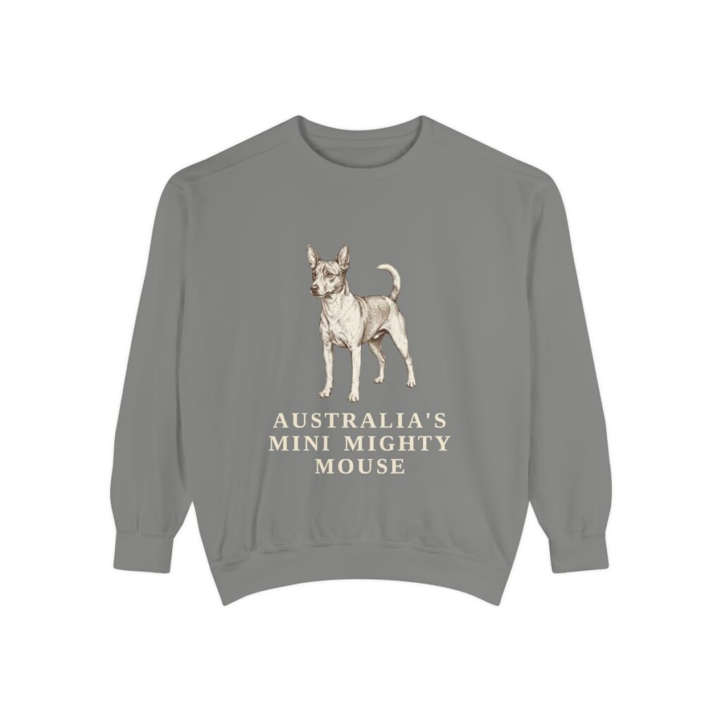 Tenterfield Terrier Humor Sweatshirt, Grey, front view