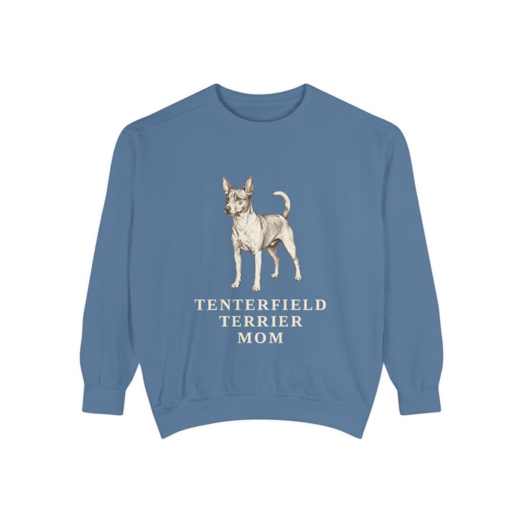 Tenterfield Terrier Mom Sweatshirt, Blue Jean, front view