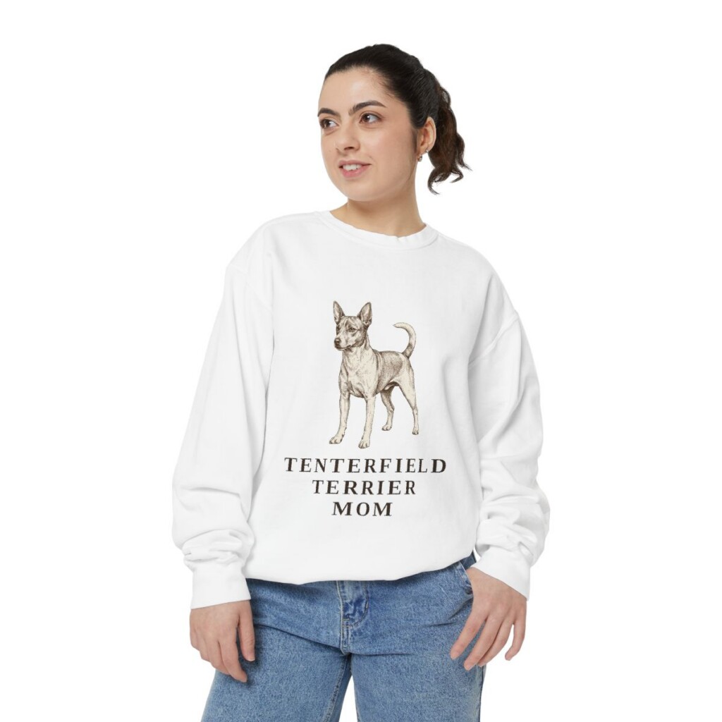 Tenterfield Terrier Mom Sweatshirt, White, person 2 front