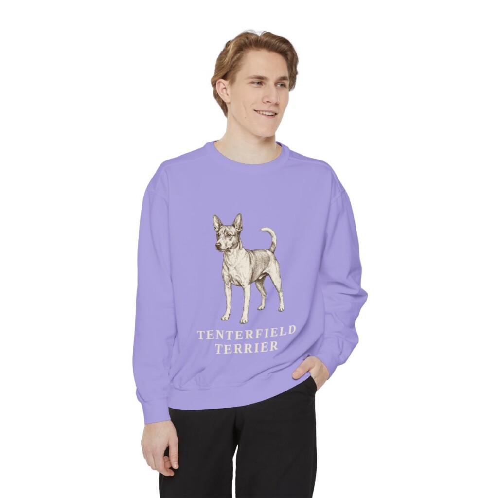 Tenterfield Terrier Sweatshirt, Violet, person 1 front