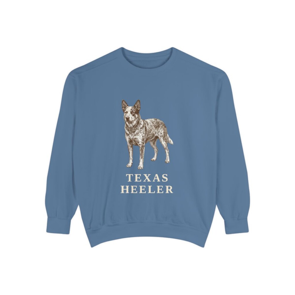 Texas Heeler Sweatshirt, Blue Jean, front view