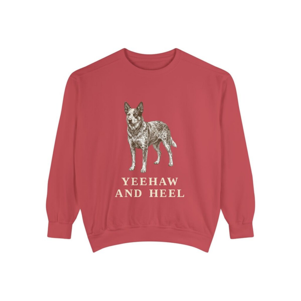 Texas Heeler Humor Sweatshirt, Crimson, front view