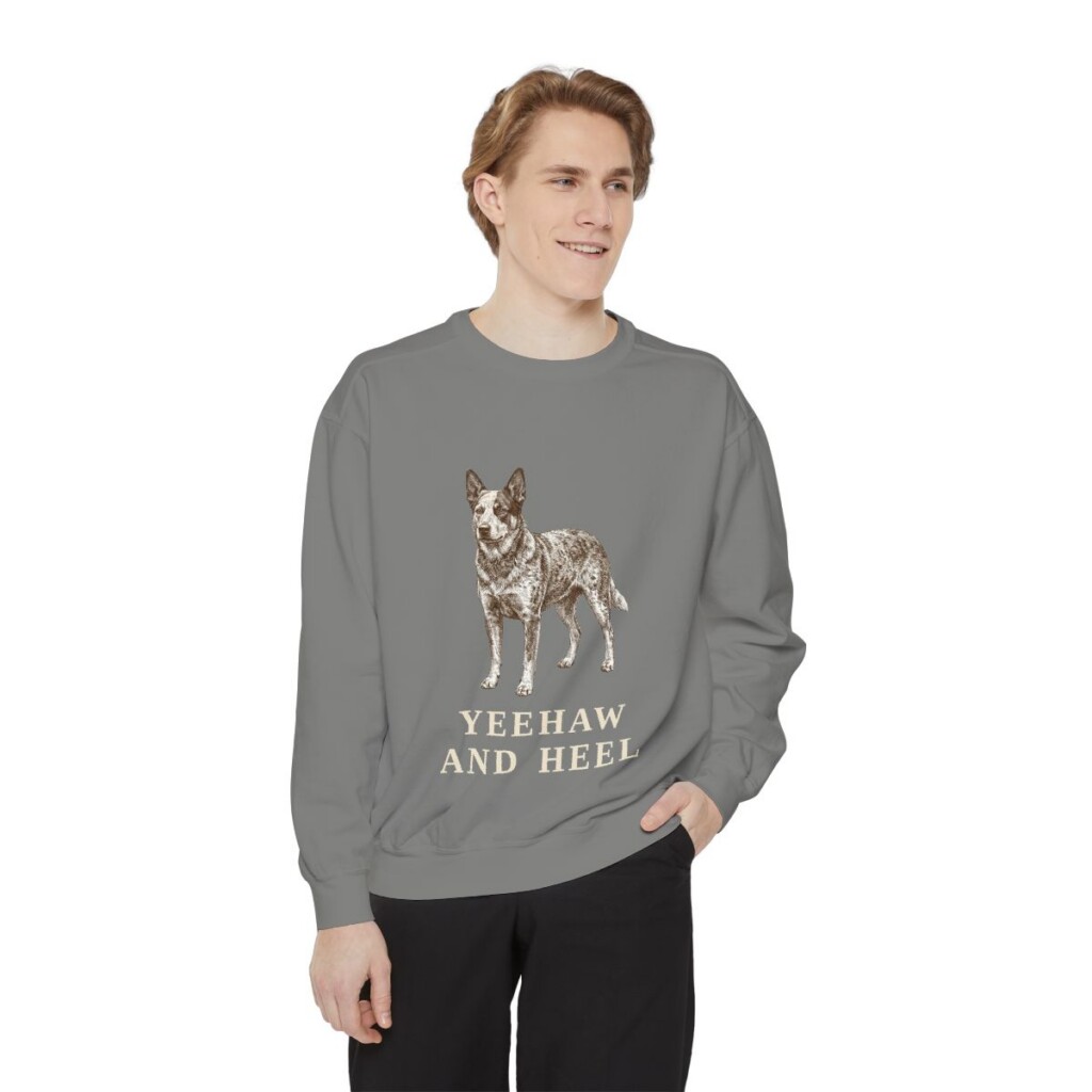 Texas Heeler Humor Sweatshirt, Grey, person 1 front