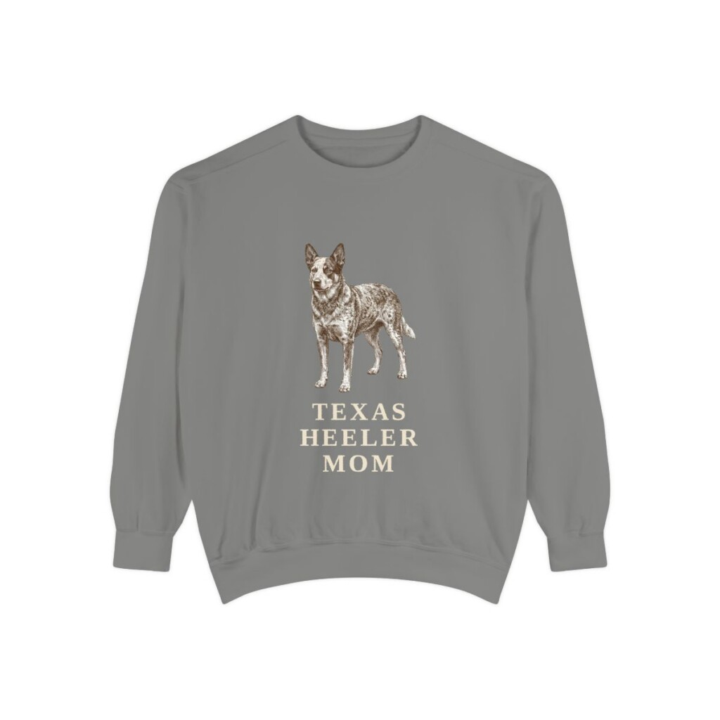 texas-heeler-sweatshirt-mom-grey Texas Heeler Mom Sweatshirt, Grey, front view