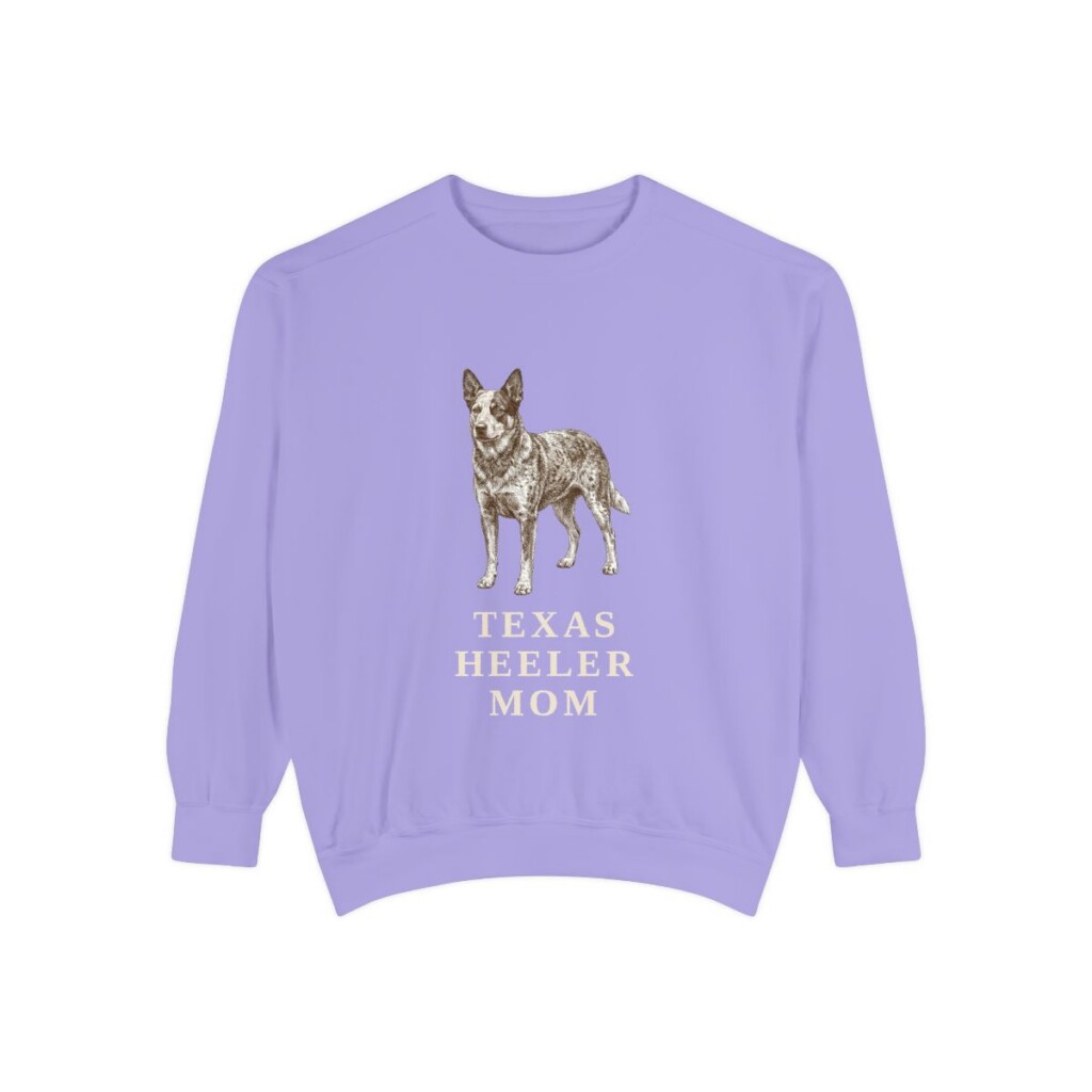 texas-heeler-sweatshirt-mom-violet Texas Heeler Mom Sweatshirt, Violet, front view