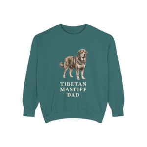 tibetan-mastiff-sweatshirt-dad-blue-spruce Tibetan Mastiff Dad Sweatshirt, Blue Spruce, front view