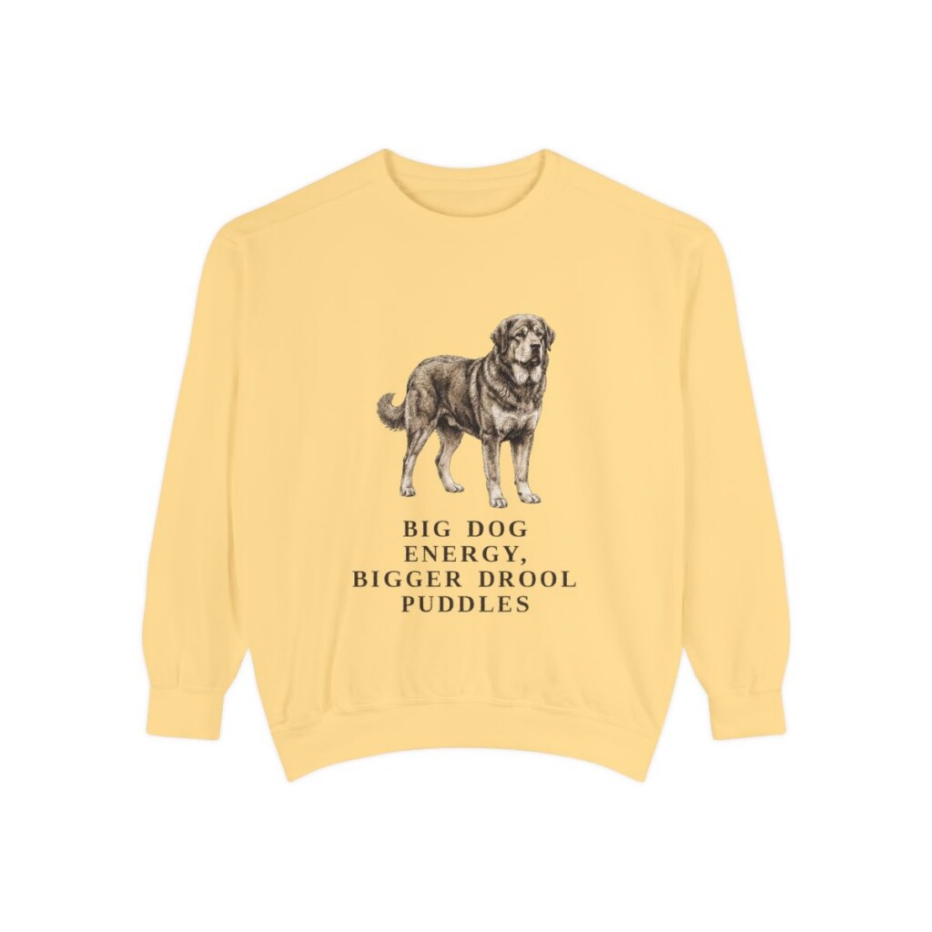 Tibetan Mastiff Humor Sweatshirt, Butter, front view