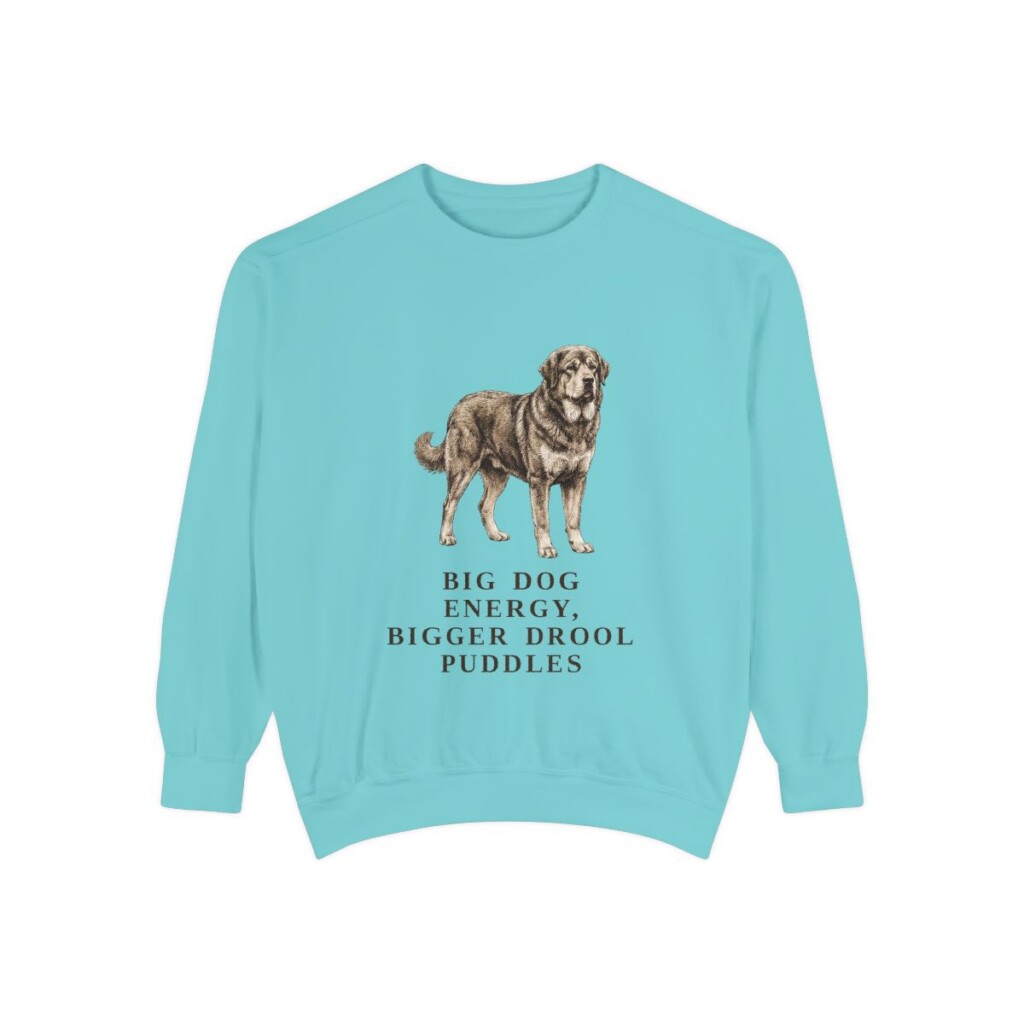 Tibetan Mastiff Humor Sweatshirt, Chalky Mint, front view