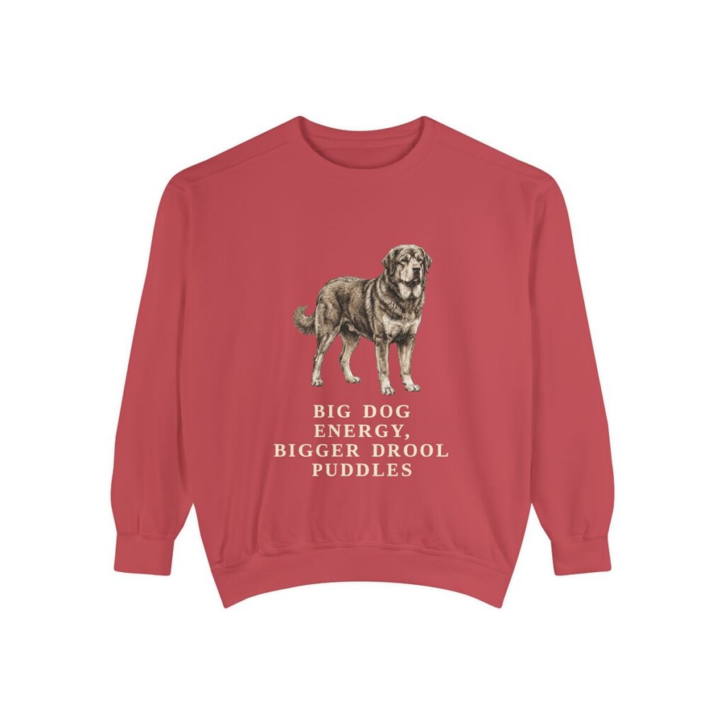 Tibetan Mastiff Humor Sweatshirt, Crimson, front view