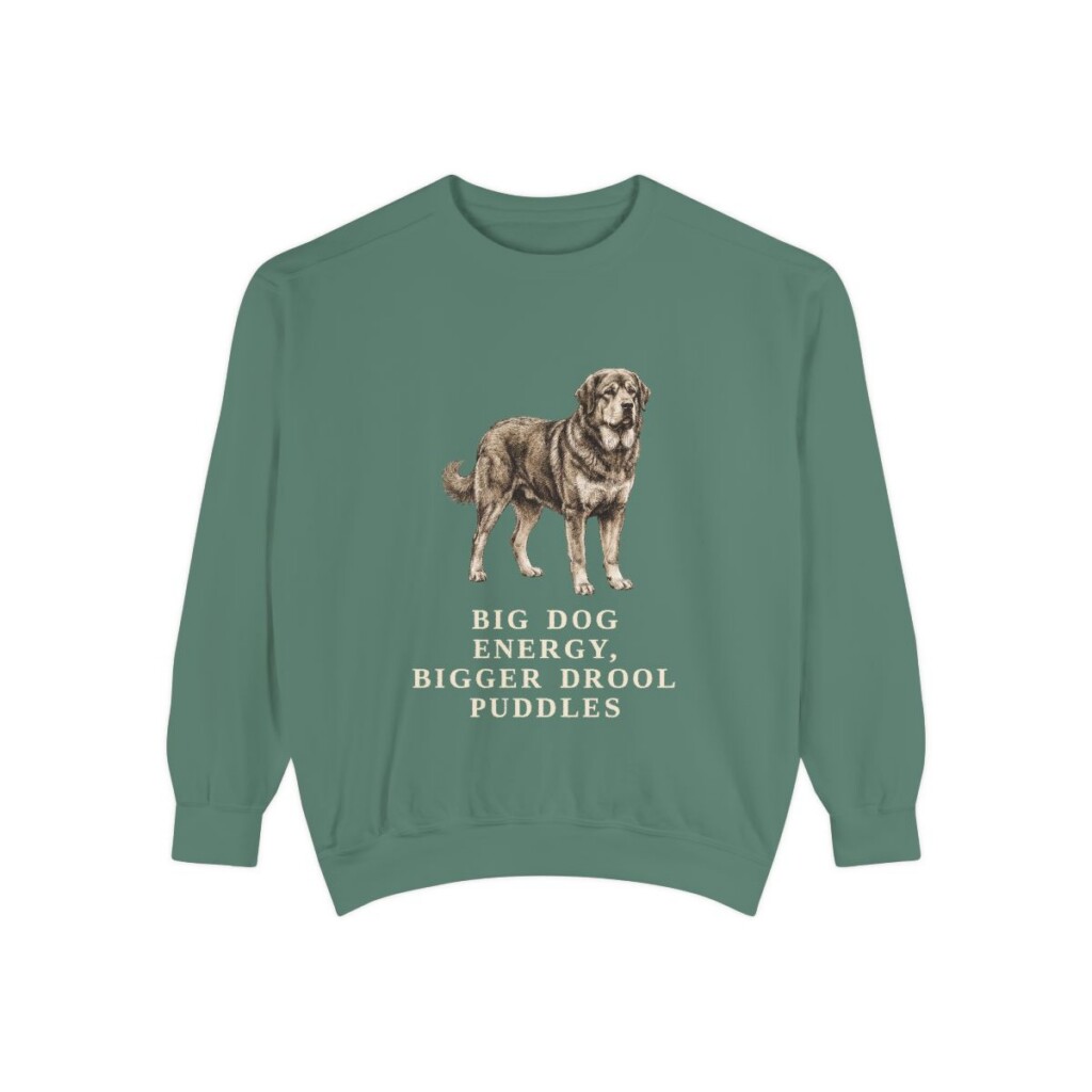 Tibetan Mastiff Humor Sweatshirt, Light Green, front view