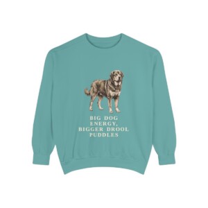 tibetan-mastiff-sweatshirt-humor-seafoam Tibetan Mastiff Humor Sweatshirt, Seafoam, front view