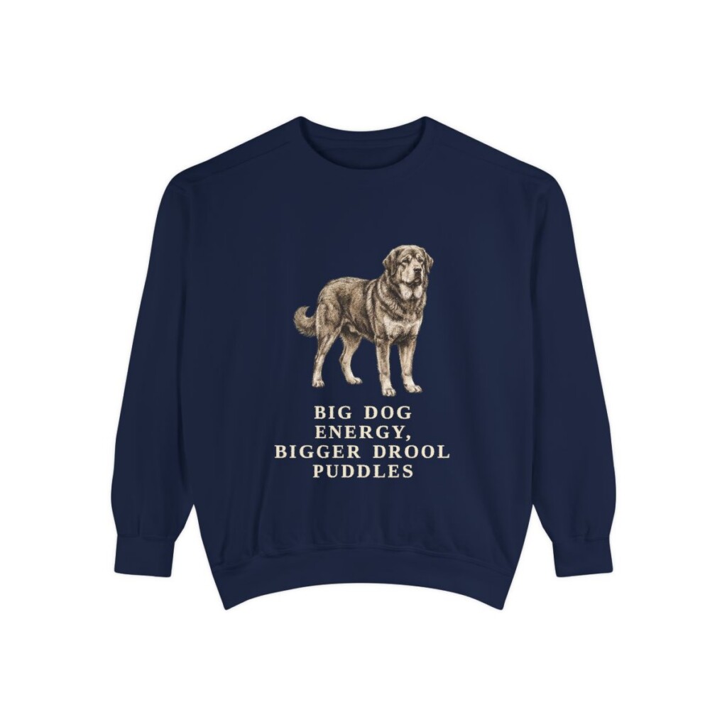 Tibetan Mastiff Humor Sweatshirt, True Navy, front view