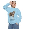 Tibetan Mastiff Latin Sweatshirt, Chambray, person 2 context