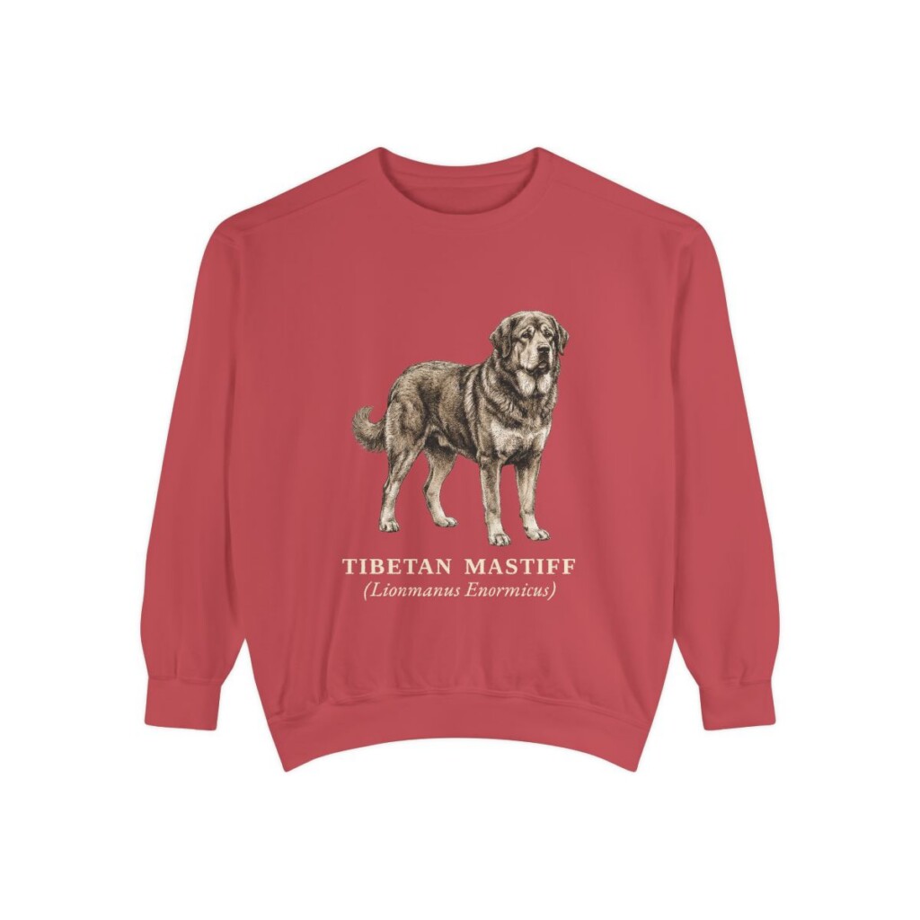 Tibetan Mastiff Latin Sweatshirt, Crimson, front view