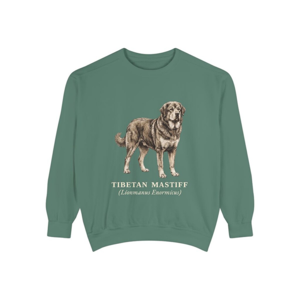 Tibetan Mastiff Latin Sweatshirt, Light Green, front view
