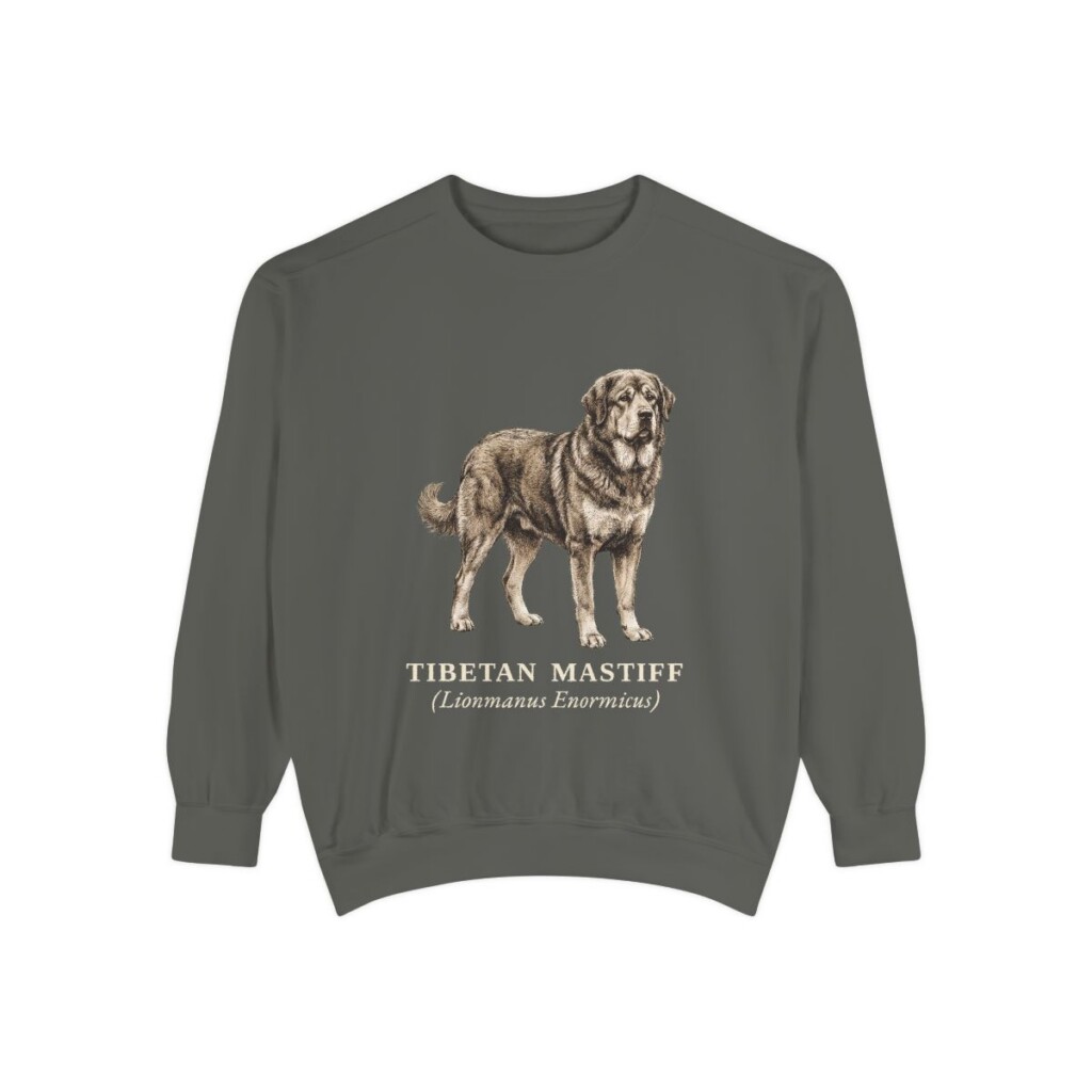 Tibetan Mastiff Latin Sweatshirt, Pepper, front view