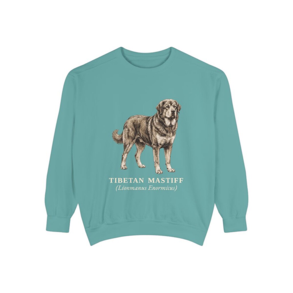 Tibetan Mastiff Latin Sweatshirt, Seafoam, front view