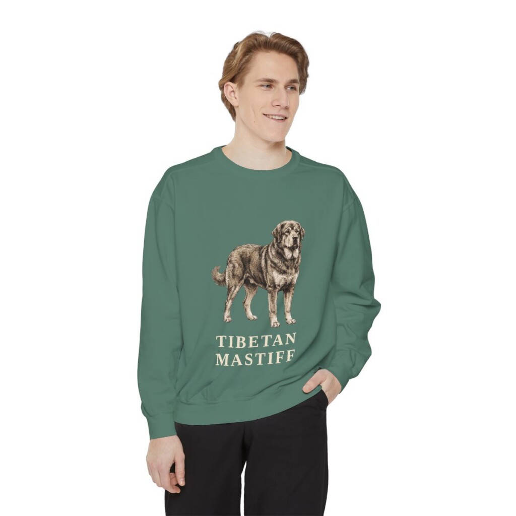 Tibetan Mastiff Sweatshirt, Light Green, person 1 front