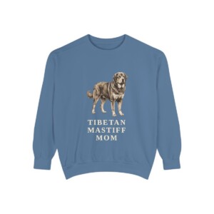 tibetan-mastiff-sweatshirt-mom-blue-jean Tibetan Mastiff Mom Sweatshirt, Blue Jean, front view