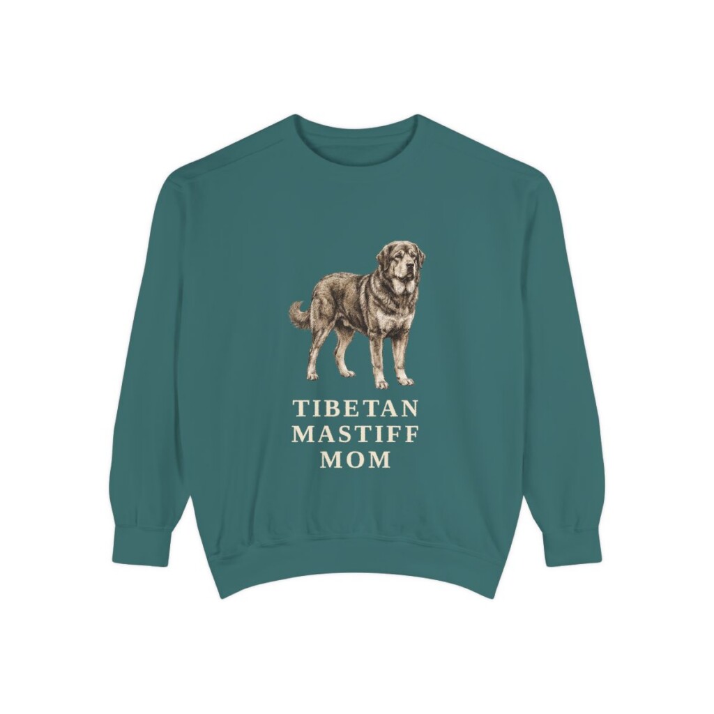Tibetan Mastiff Mom Sweatshirt, Blue Spruce, front view