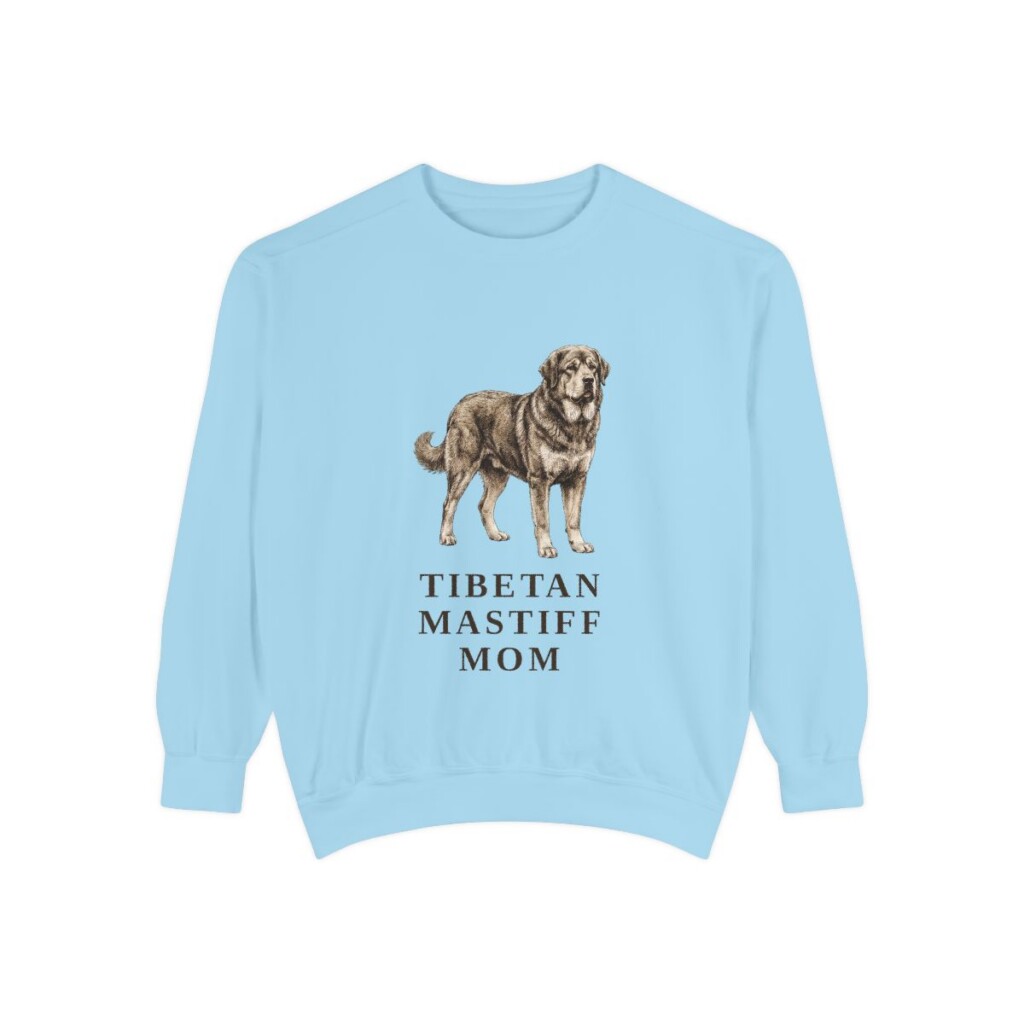 Tibetan Mastiff Mom Sweatshirt, Chambray, front view