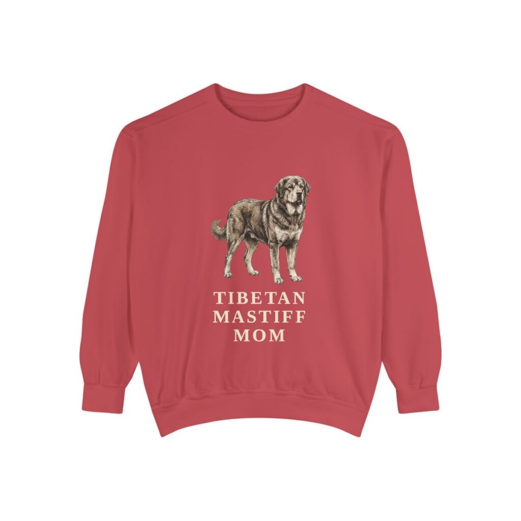 Tibetan Mastiff Mom Sweatshirt, Crimson, front view