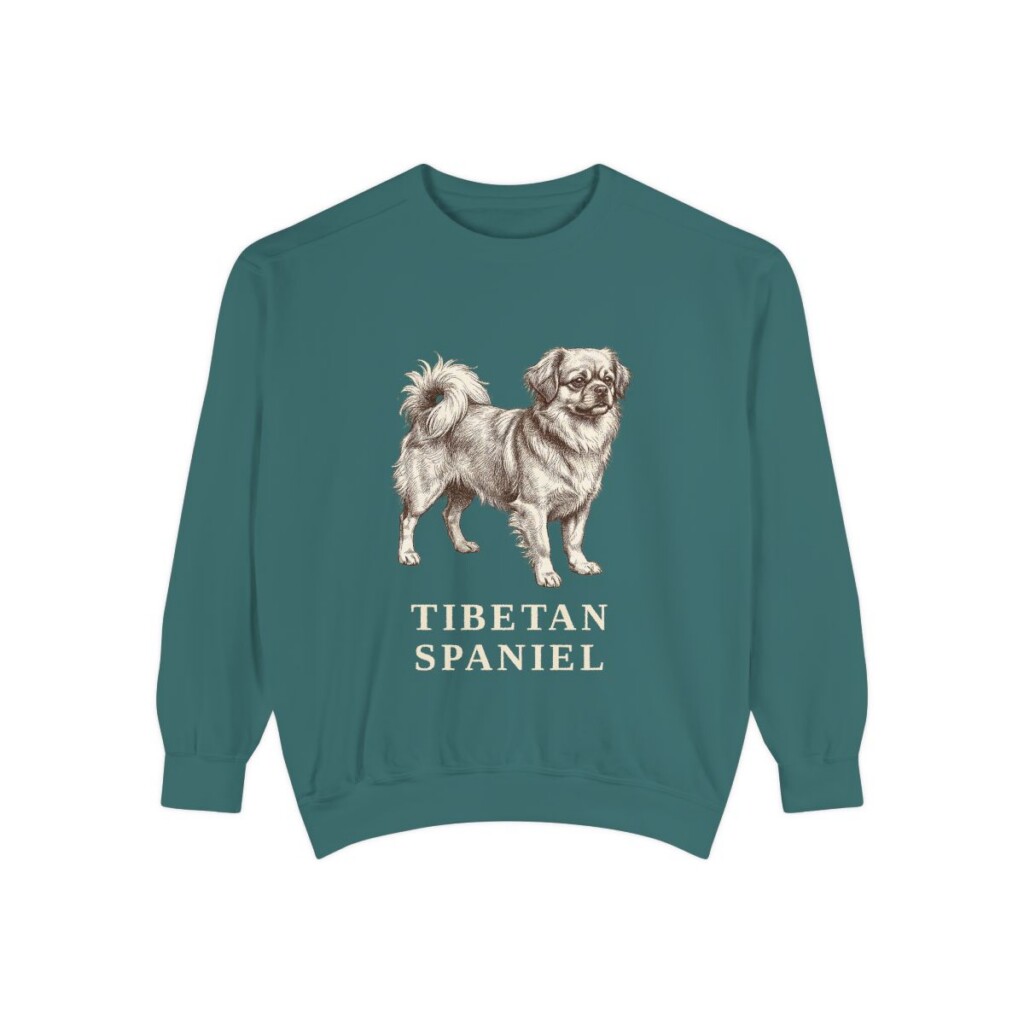 Tibetan Spaniel Sweatshirt, Blue Spruce, front view