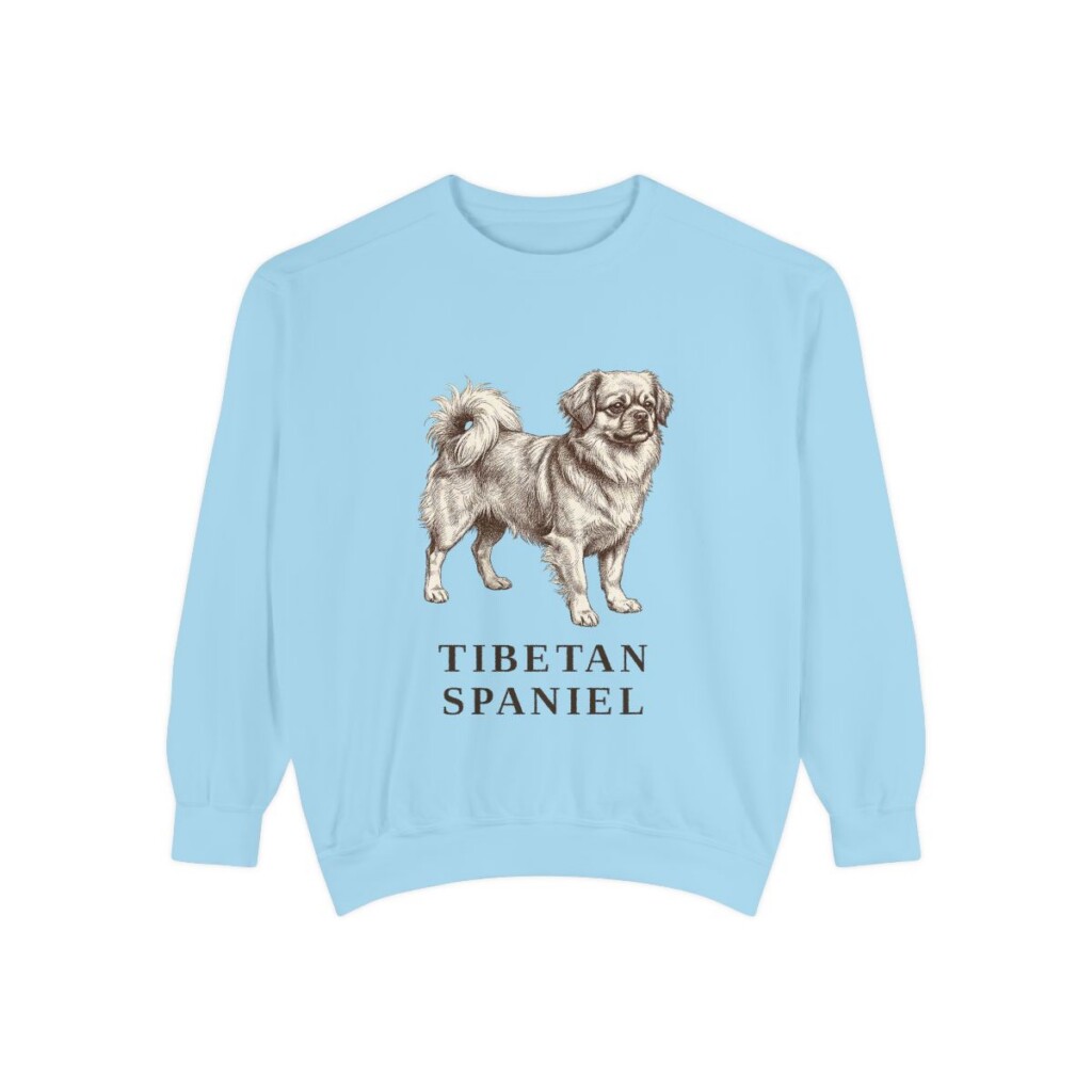 Tibetan Spaniel Sweatshirt, Chambray, front view