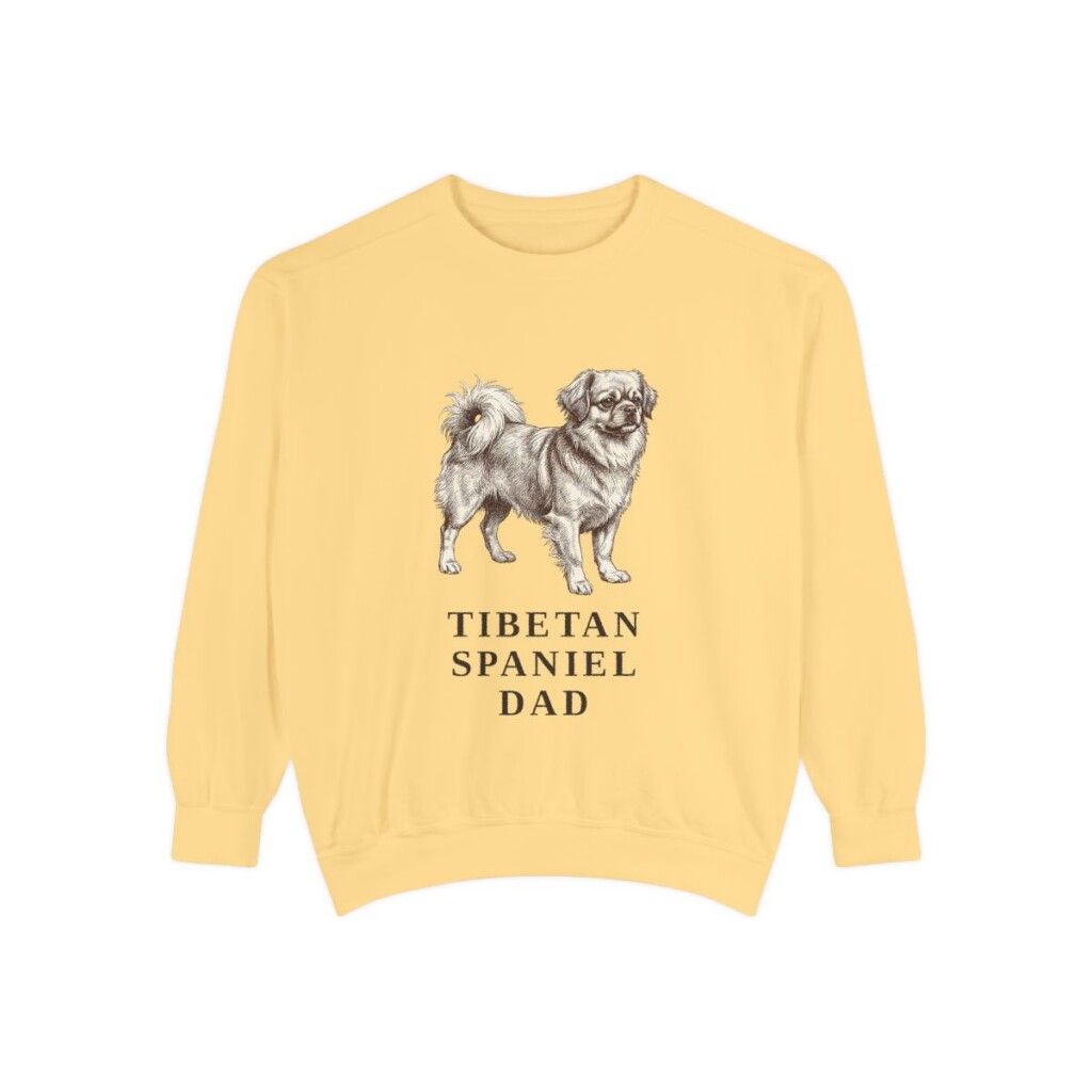 tibetan-spaniel-sweatshirt-dad-butter Tibetan Spaniel Dad Sweatshirt, Butter, front view