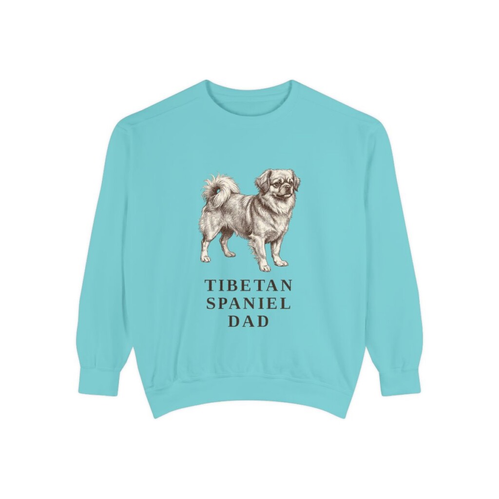 tibetan-spaniel-sweatshirt-dad-chalky-mint Tibetan Spaniel Dad Sweatshirt, Chalky Mint, front view