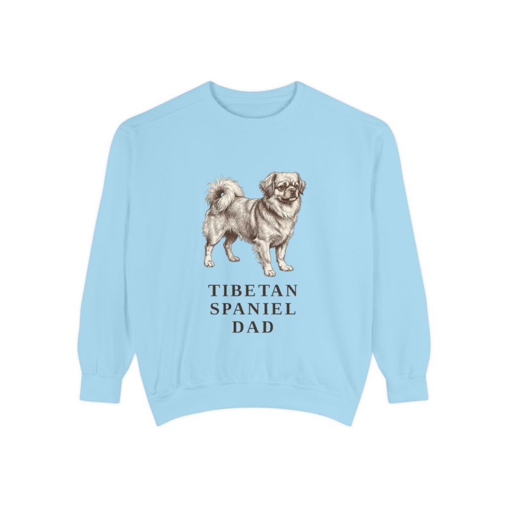 tibetan-spaniel-sweatshirt-dad-chambray Tibetan Spaniel Dad Sweatshirt, Chambray, front view