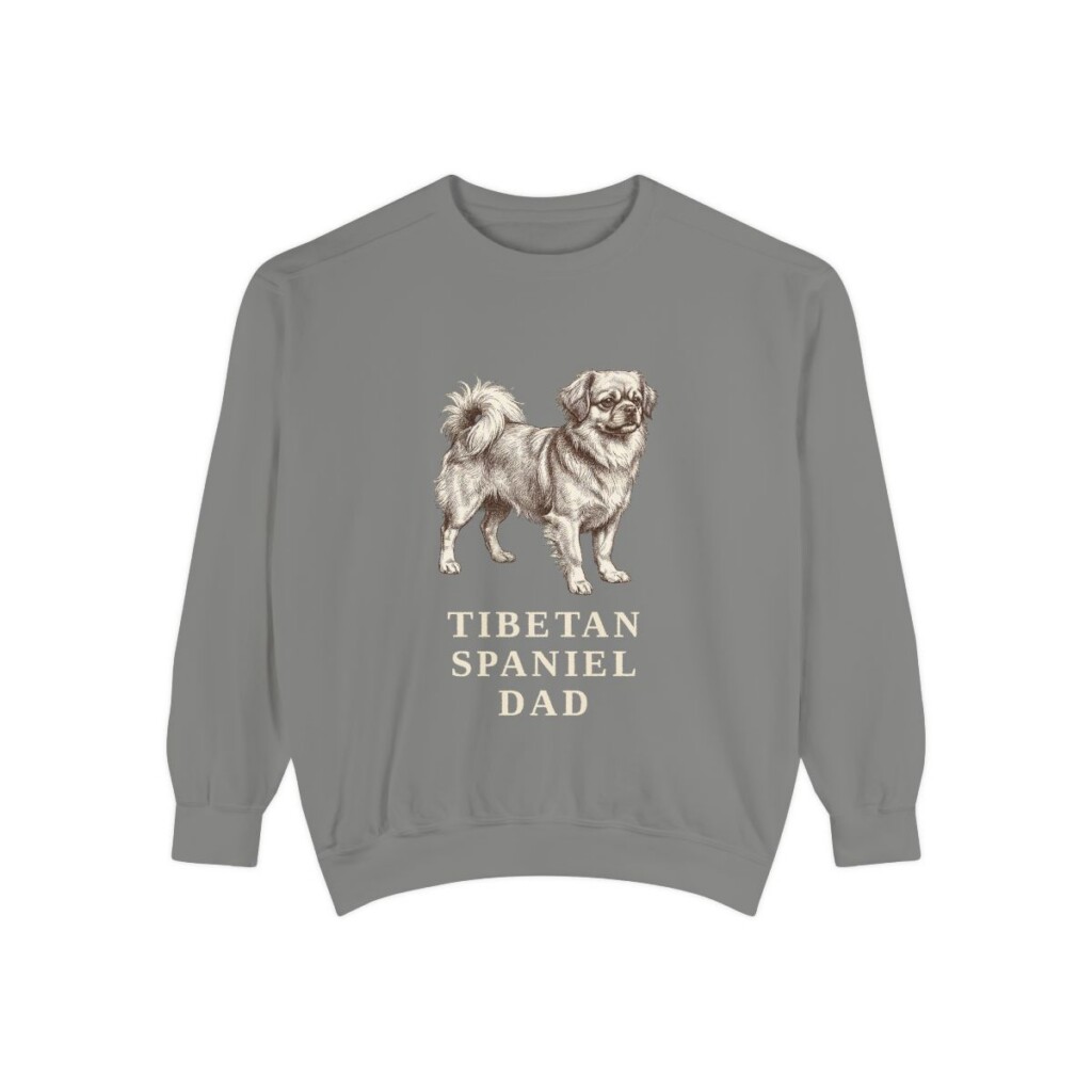 tibetan-spaniel-sweatshirt-dad-grey Tibetan Spaniel Dad Sweatshirt, Grey, front view