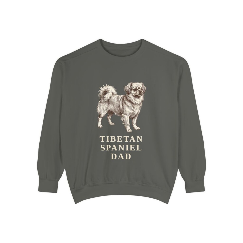 tibetan-spaniel-sweatshirt-dad-pepper Tibetan Spaniel Dad Sweatshirt, Pepper, front view