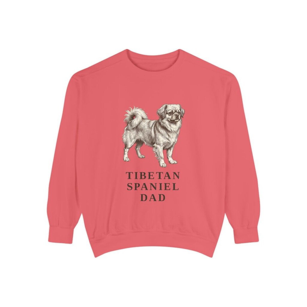 tibetan-spaniel-sweatshirt-dad-watermelon Tibetan Spaniel Dad Sweatshirt, Watermelon, front view