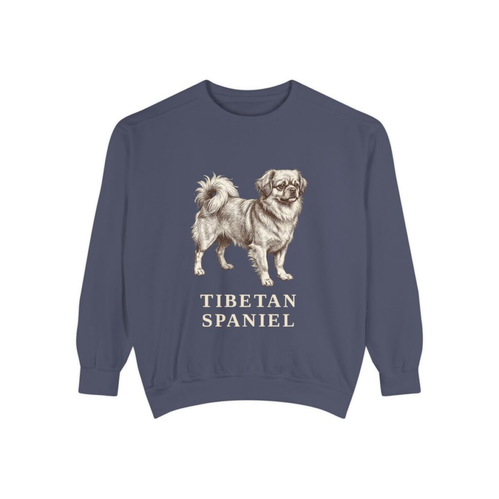 Tibetan Spaniel Sweatshirt, Denim, front view