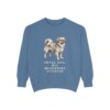 Tibetan Spaniel Humor Sweatshirt, Blue Jean, front view