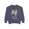 Tibetan Spaniel Humor Sweatshirt, Denim, front view
